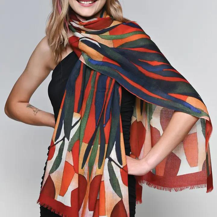 Tulip Scarf Burgundy & Green