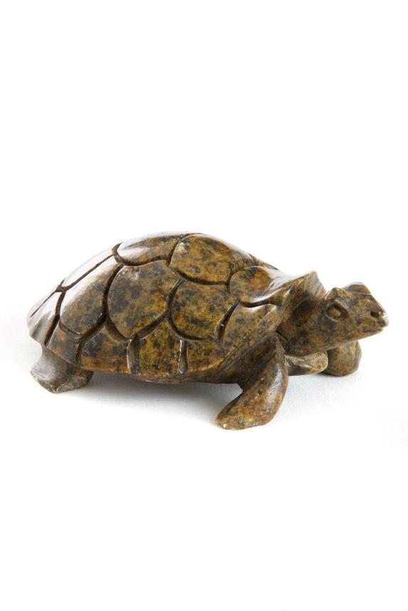 Carved Stone Box Turtle Sculpture
