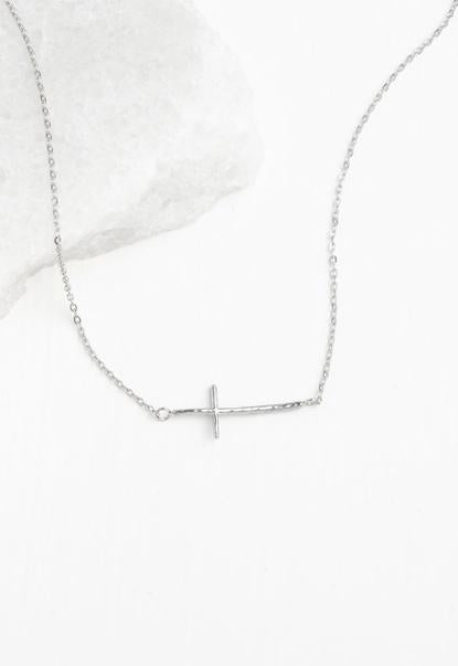 Radiant Cross Necklace Silver