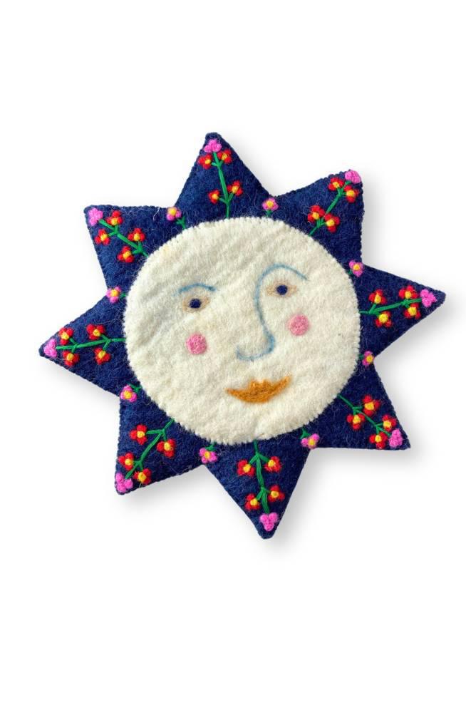 Felted Wool Sun with Face Trivet
