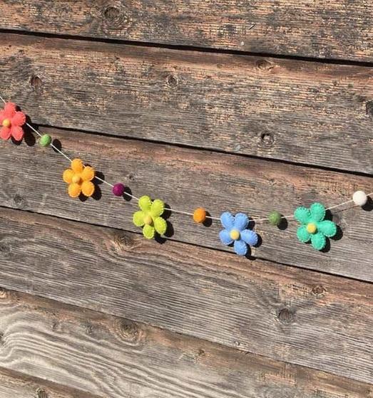 Rainbow Felt Flower Garland