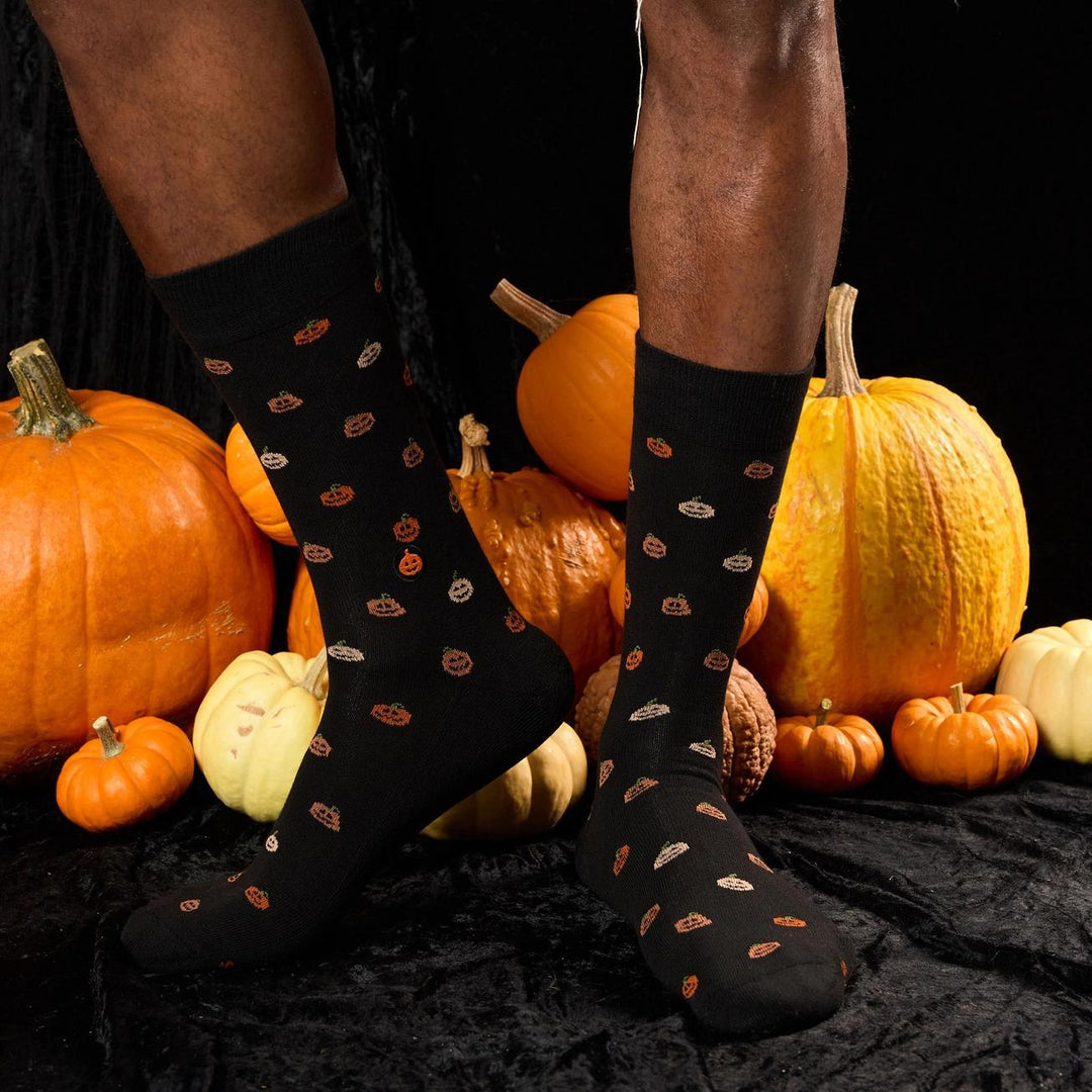 Socks that Support Mental Health (Black Jack-O'-Lanterns)