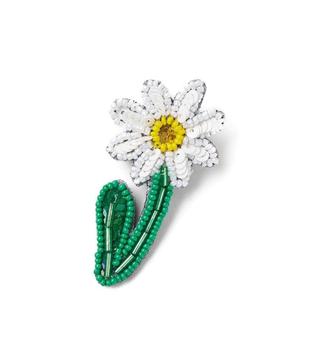 Beaded Daisy Brooch Pin