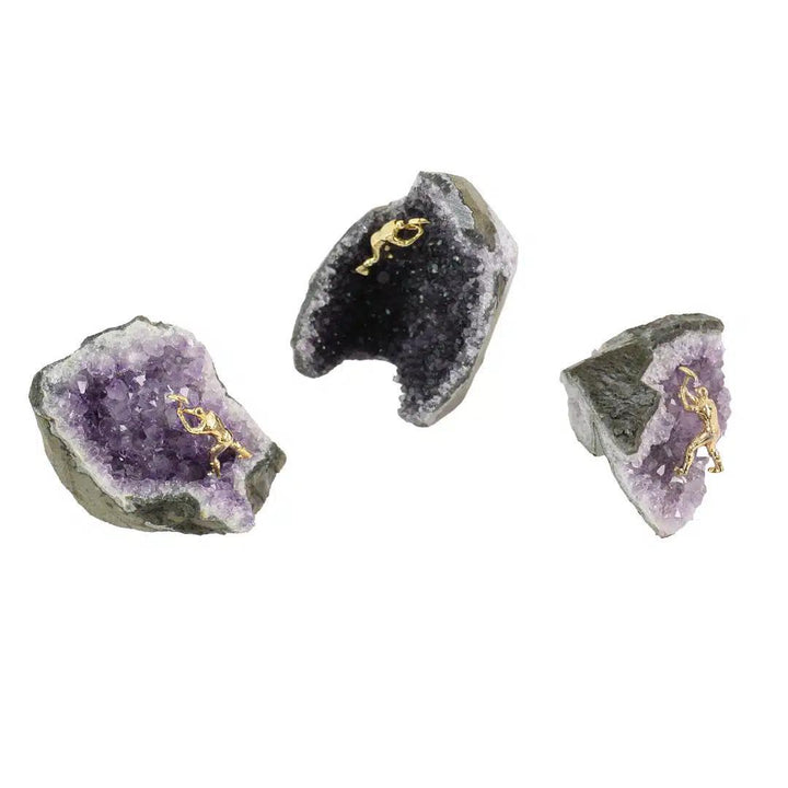 Druzy Amethyst with Miner Figurine