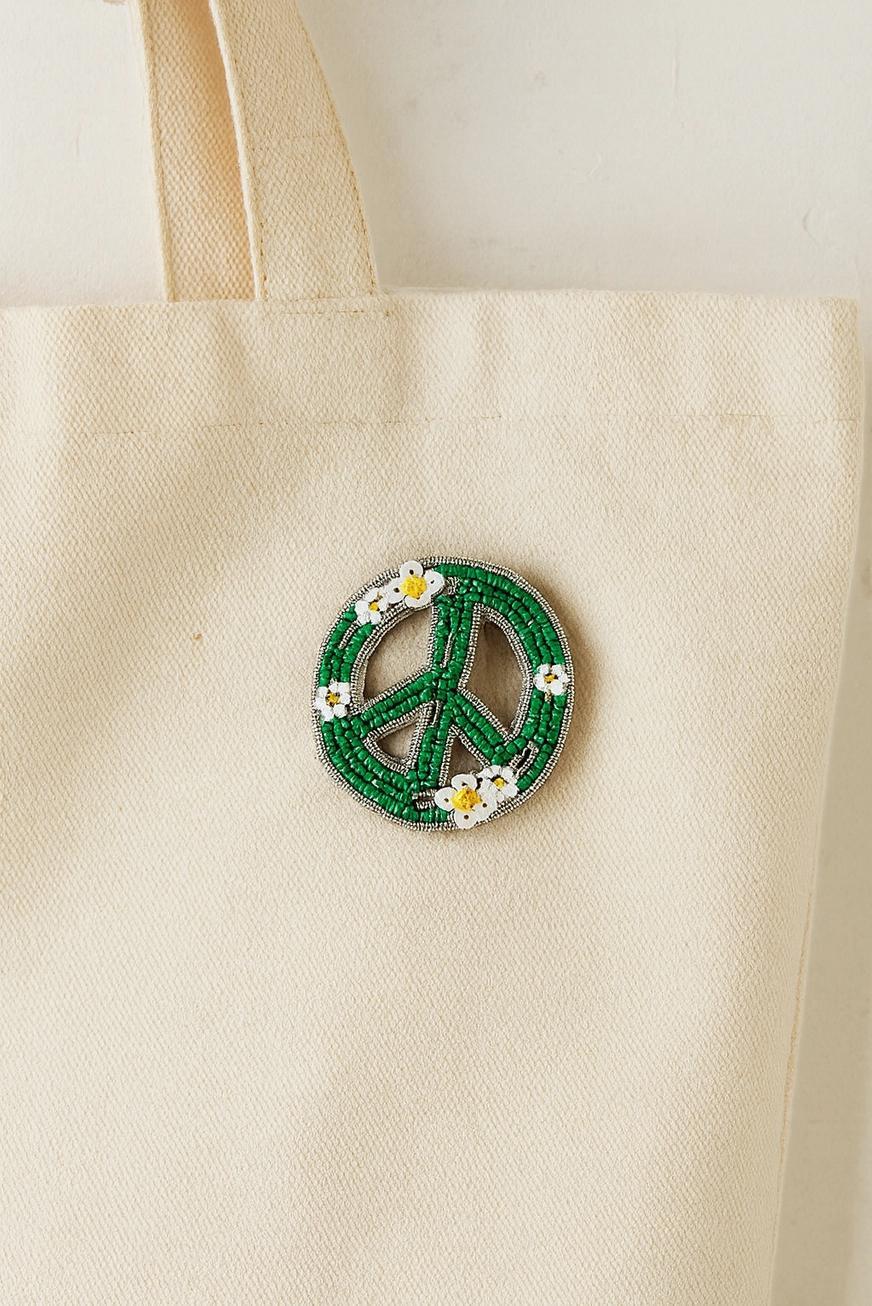 Beaded Peace Brooch Pin