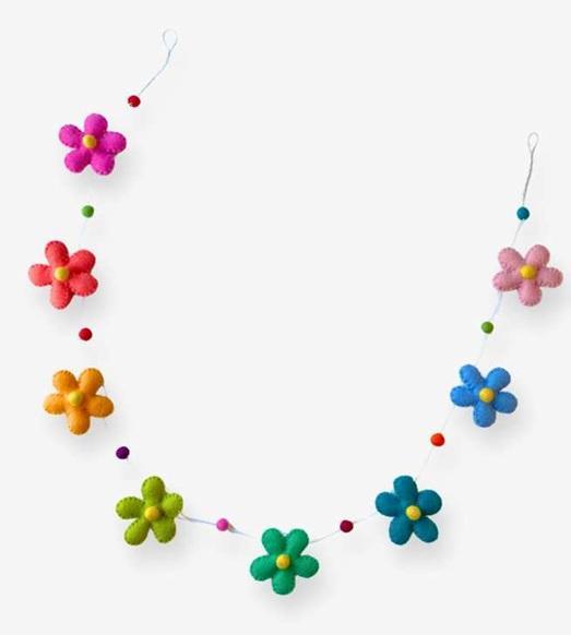 Rainbow Felt Flower Garland