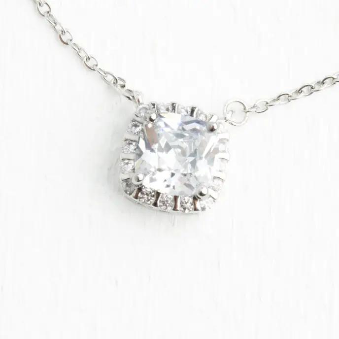 Forever Cushion-Cut Platinum Necklace