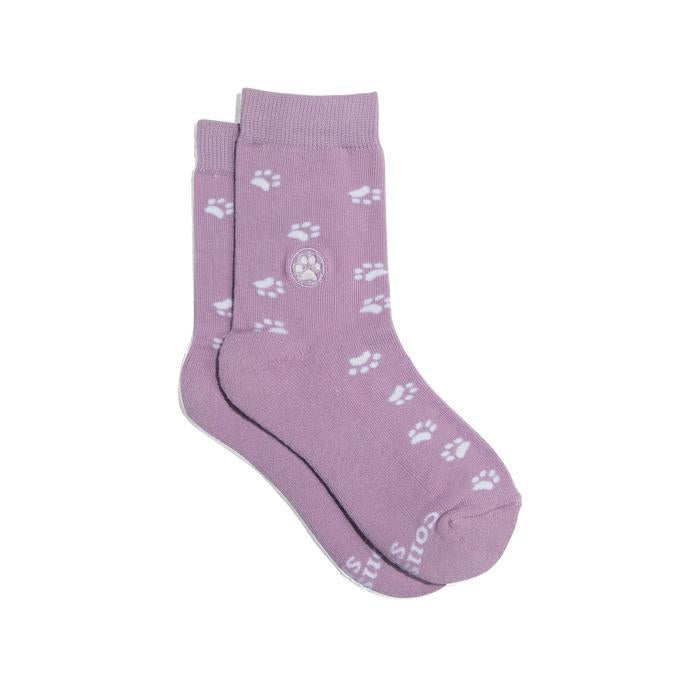 Kids Socks that Protect Dogs (Purple Paw Prints)