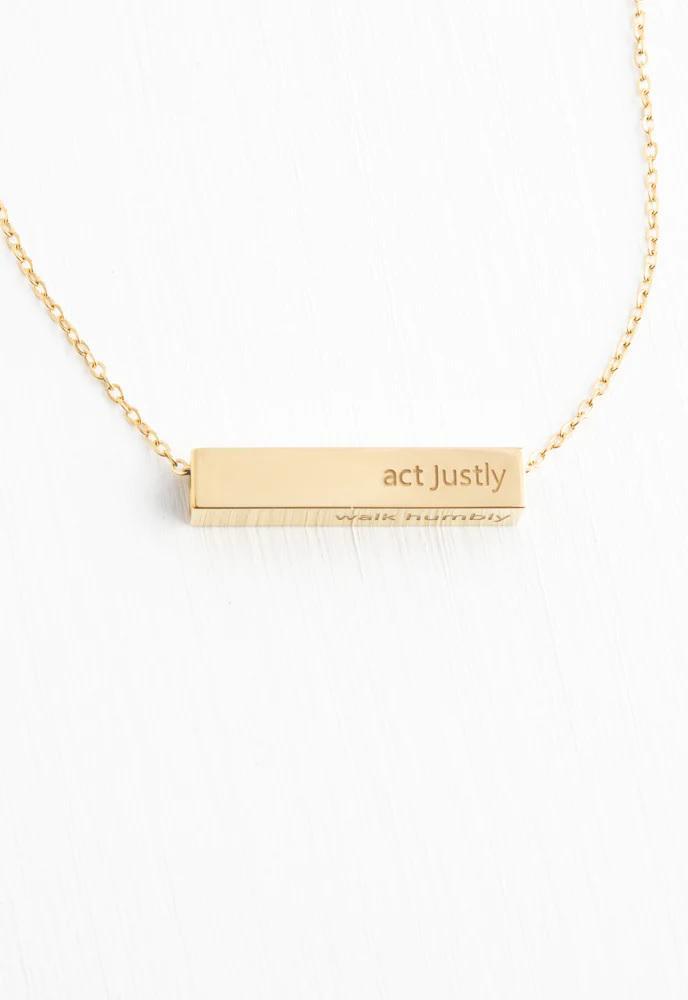 Walk Humbly Bar Necklace