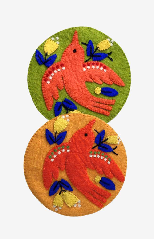 Felted Bird Embroidered Trivet