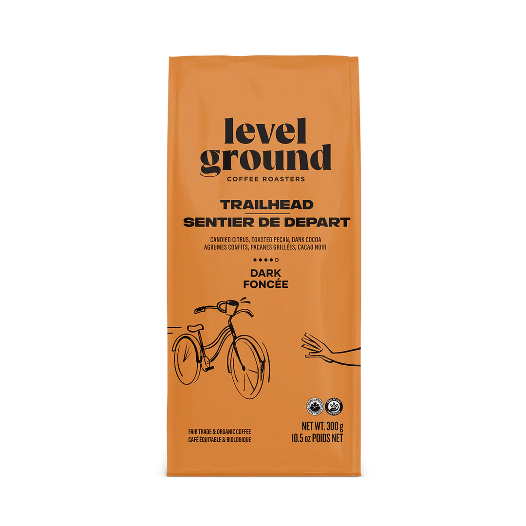 Level ground Trailhead coffee on a white background. 