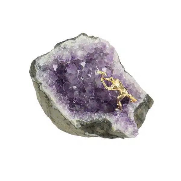 Druzy Amethyst with Miner Figurine