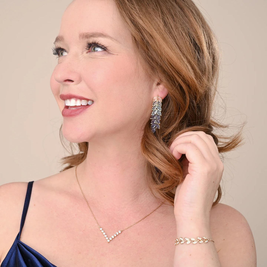 Brilliance V-Bar chevron Zircon & Gold Necklace