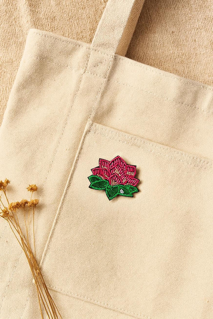 Beaded Lotus Brooch Pin