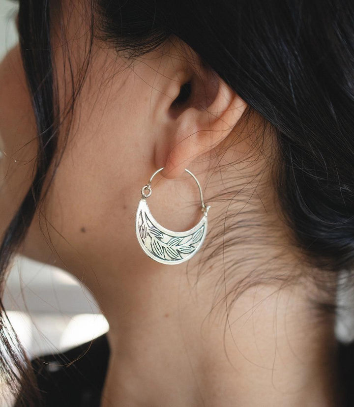 Patra Leaf Hoop Earrings