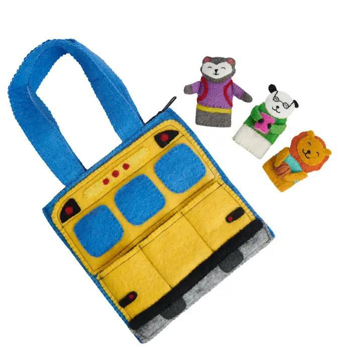 Finger Puppet Bag School Bus