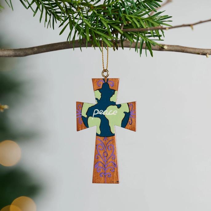 Peace on Earth Cross Ornament