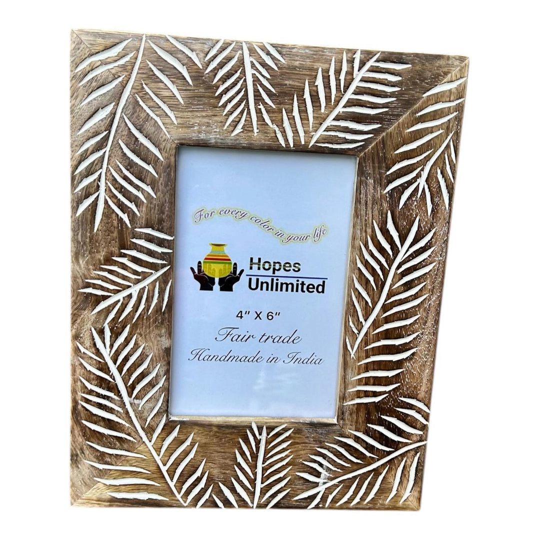 Etched Leaf Wood Frame
