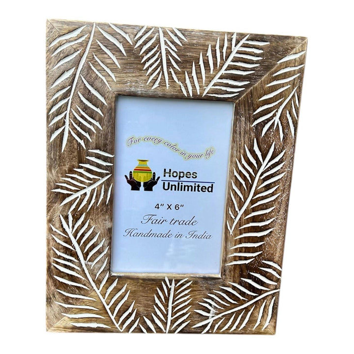 Etched Leaf Wood Frame