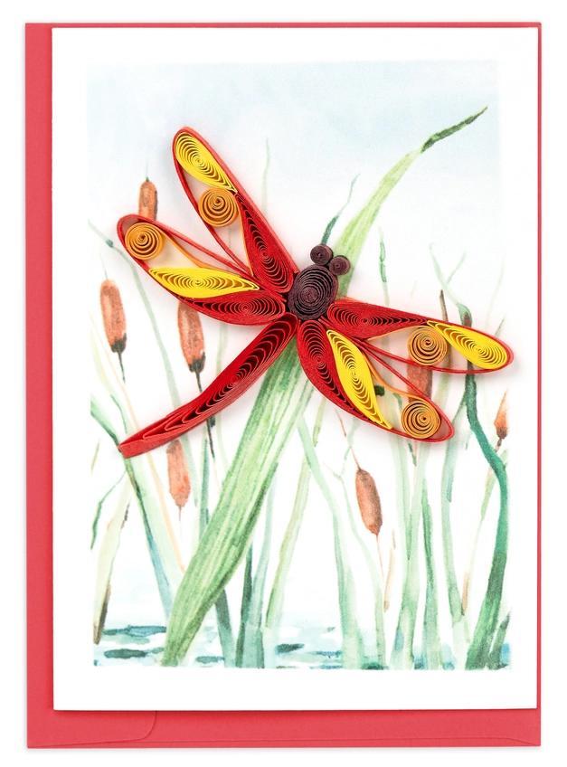 Gift Enclosure Red Dragonfly & Cattails