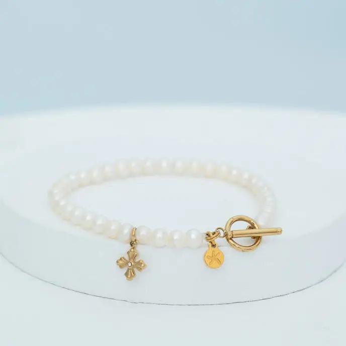 Cultured Cross Pearl Bracelet