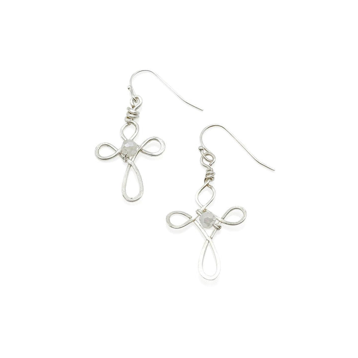 Believe Silver Cross Earrings