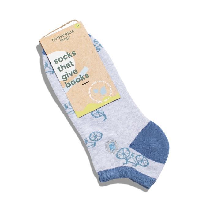Ankle Socks that Give Books (Gray Bicycles)
