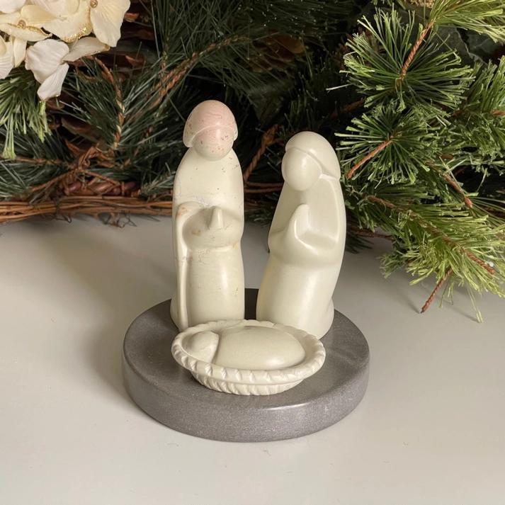 3 Piece Soapstone Nativity & Base