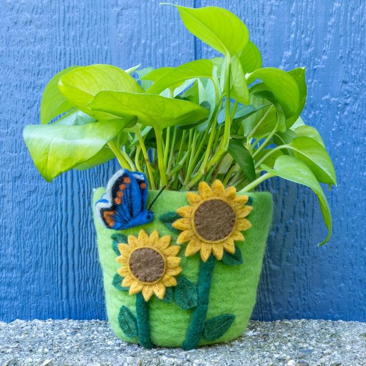 Sunflower Felt Planter