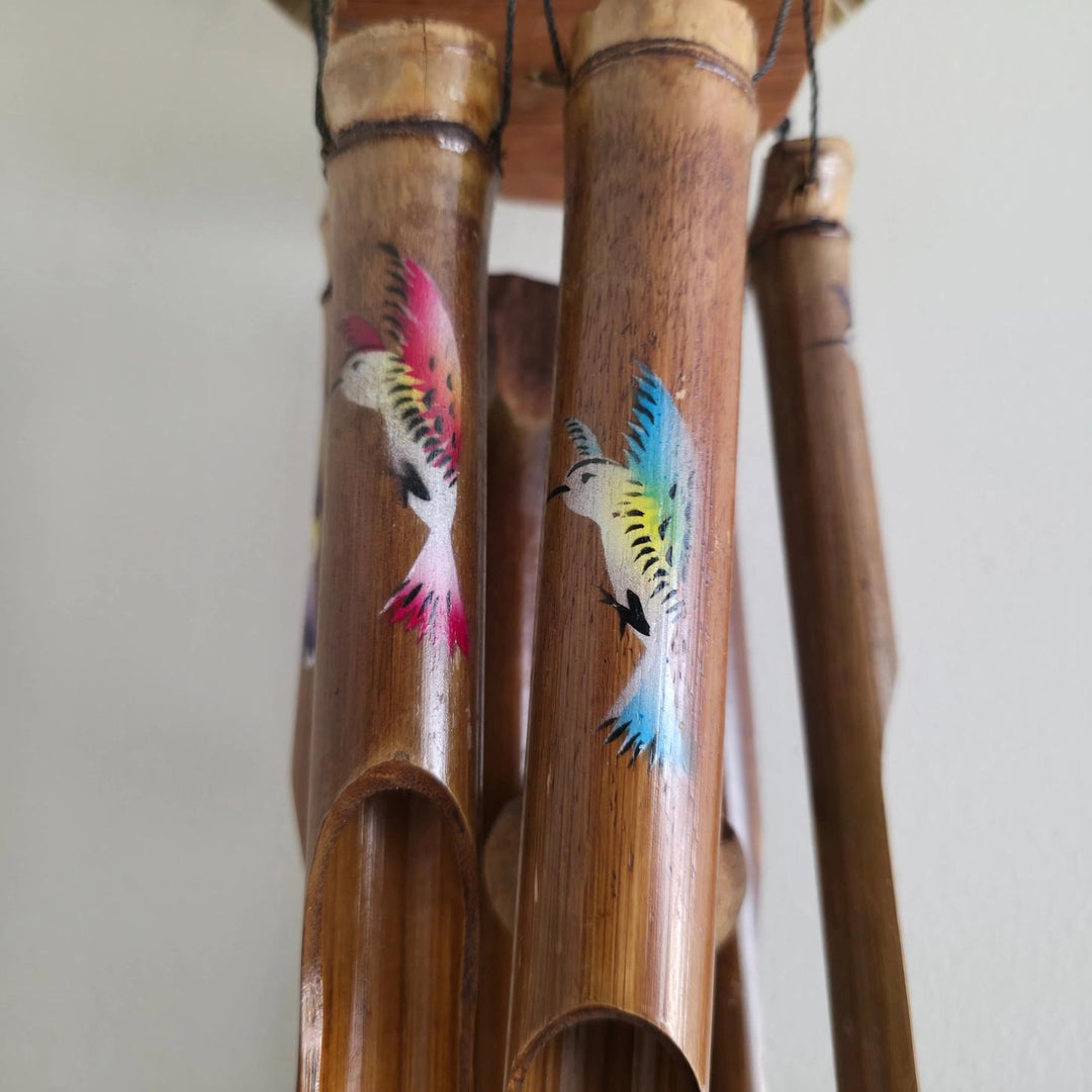 Painted Hummingbird House Bamboo Windchime