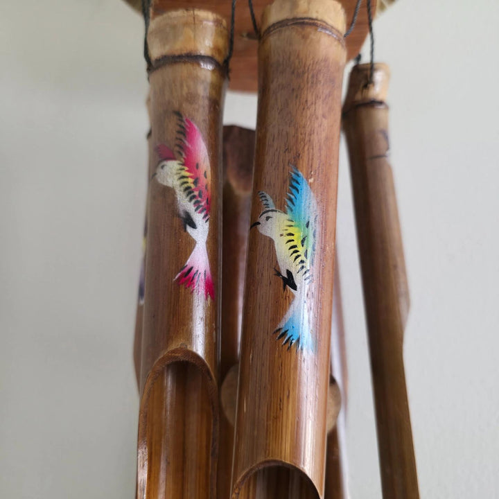 Painted Hummingbird House Bamboo Windchime