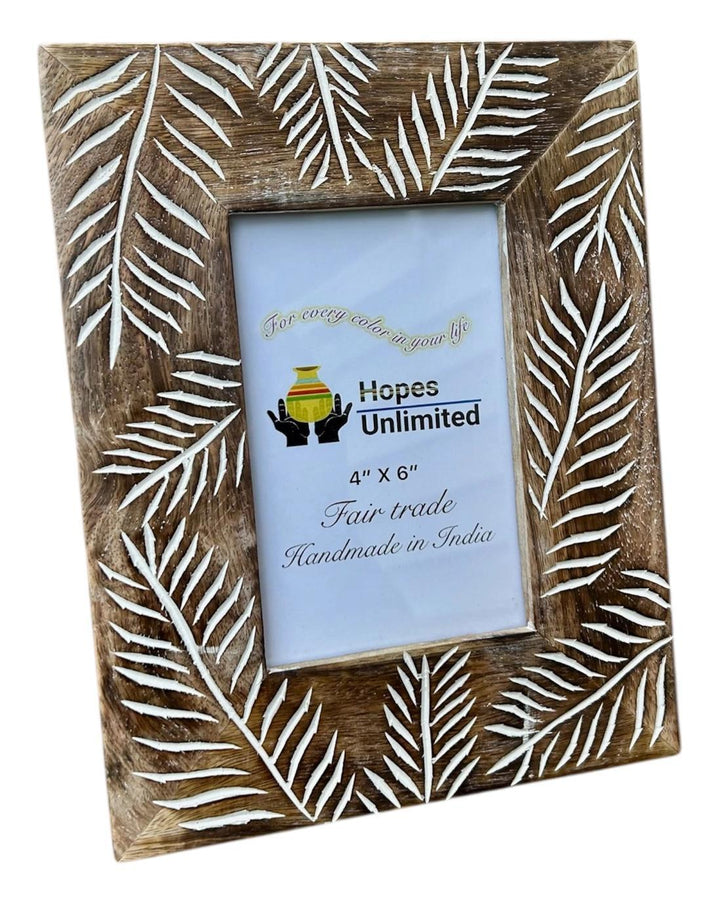 Etched Leaf Wood Frame