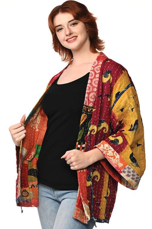 Reversible Cotton Kantha Kimono Jacket