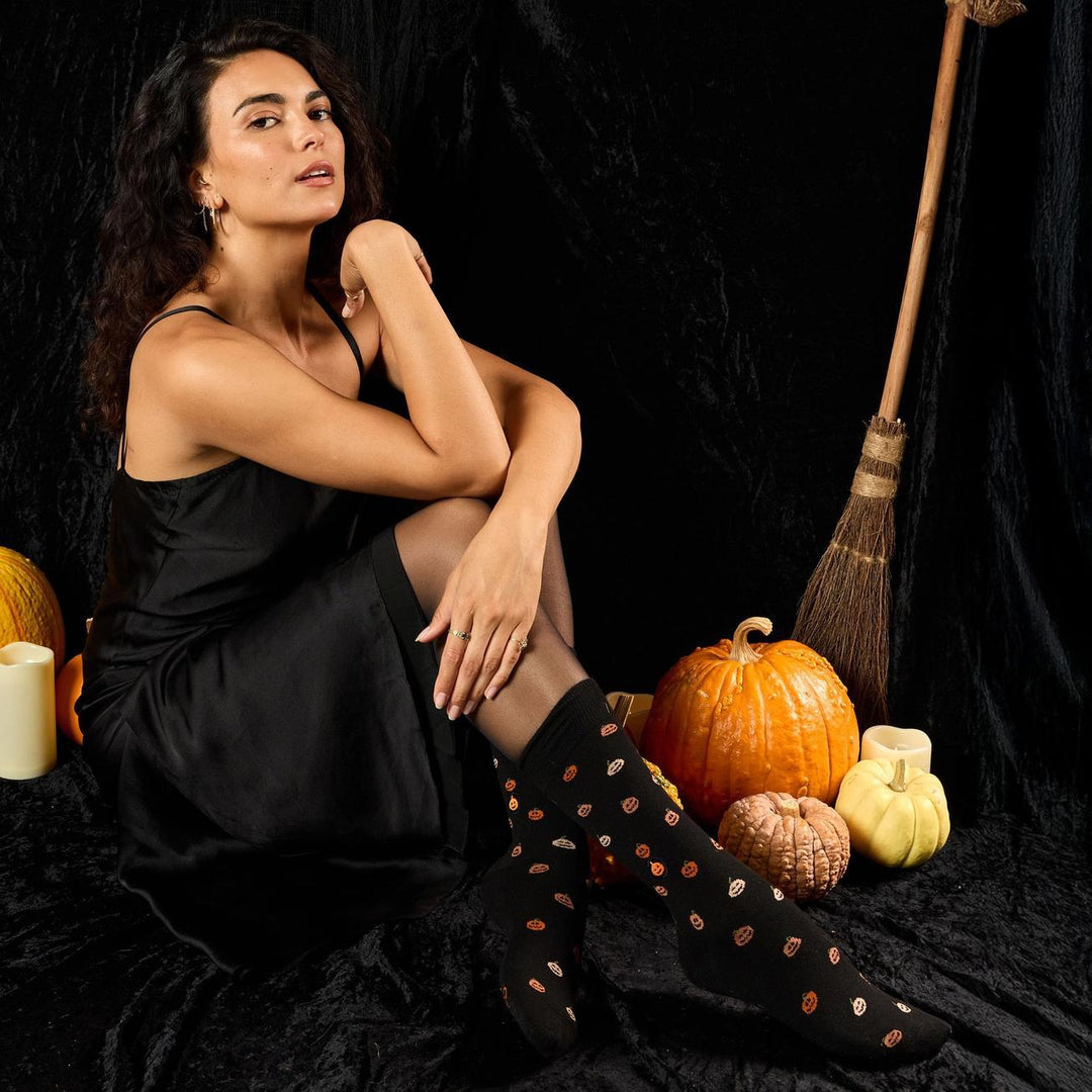 Socks that Support Mental Health (Black Jack-O'-Lanterns)