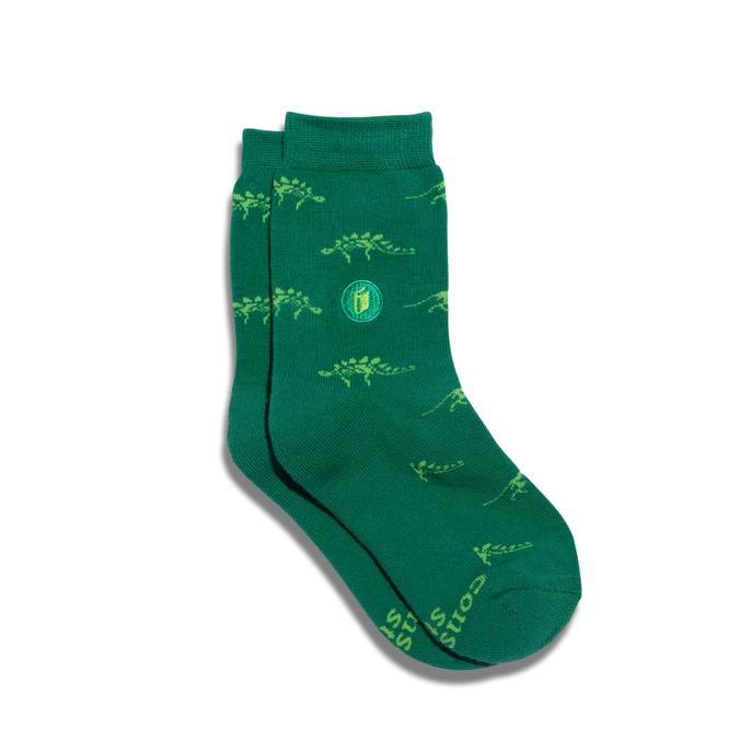 Kids Socks that Give Books (Green Dinosaurs)