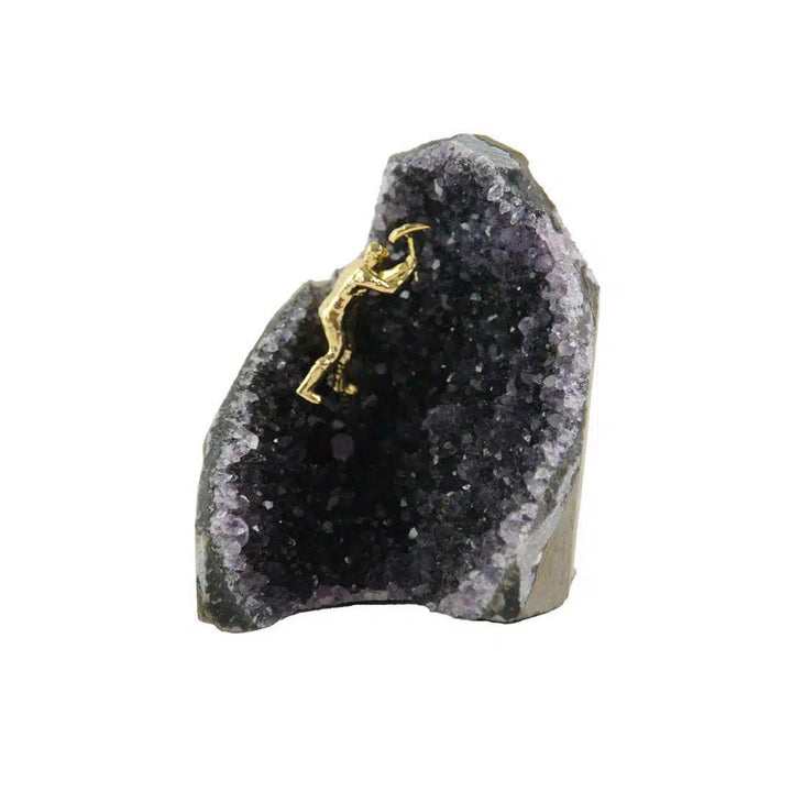 Druzy Amethyst with Miner Figurine