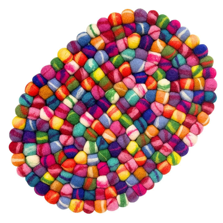 Felt Casserole Trivet in Rainbow Tie Dye