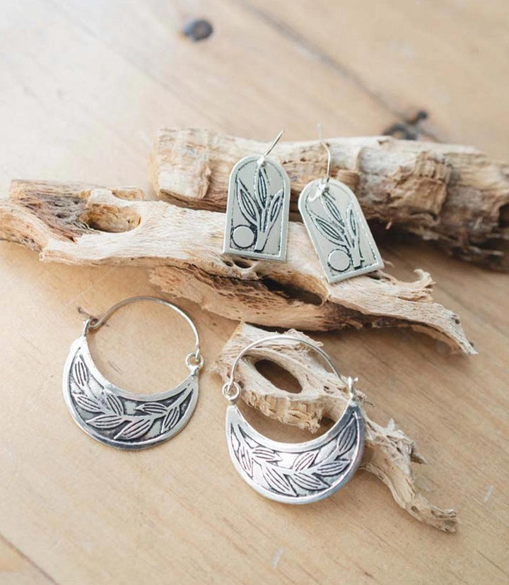 Patra Leaf Hoop Earrings