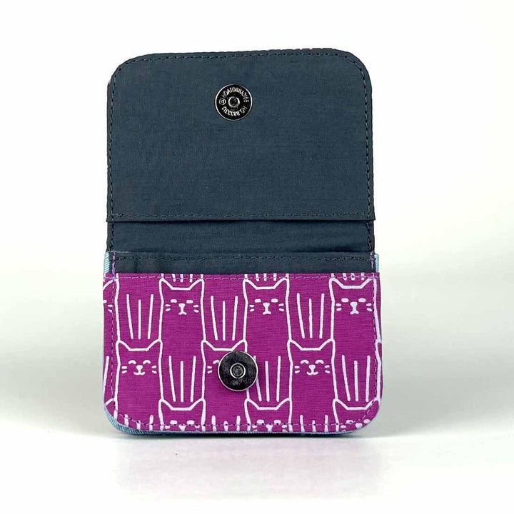 Screen Print Small Wallet - Purple Cats