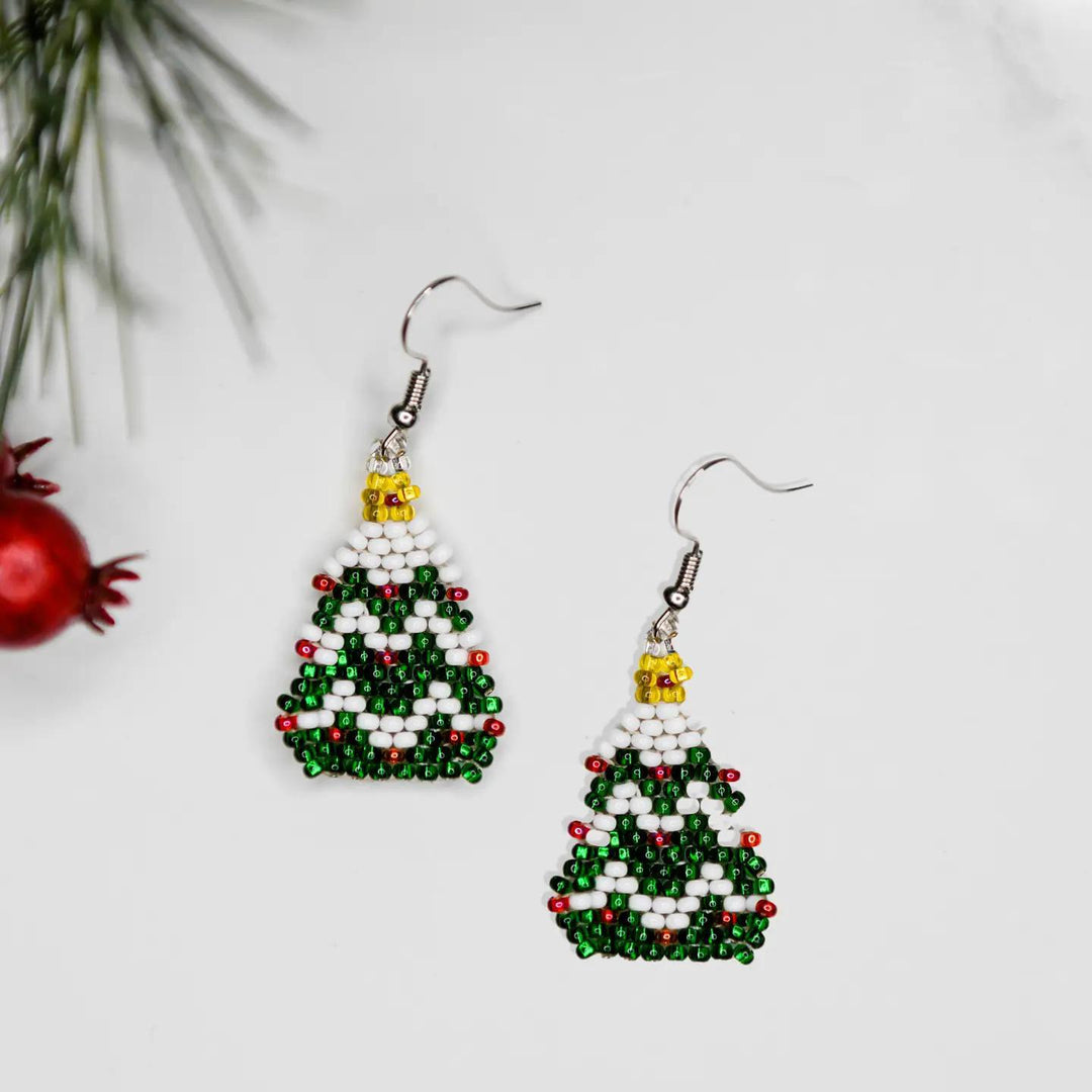 Tiny Tinsel Tree Earrings