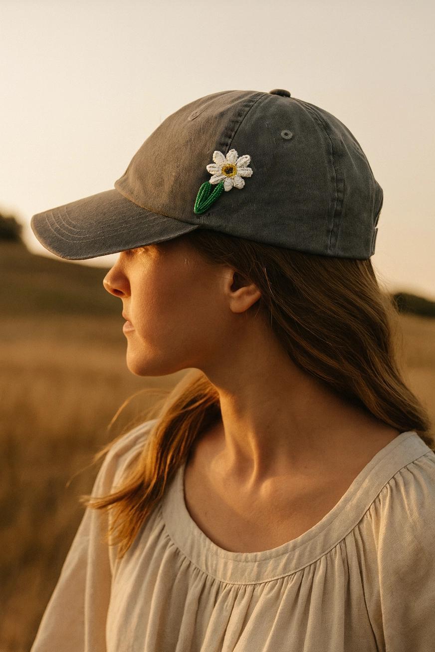 Beaded Daisy Brooch Pin