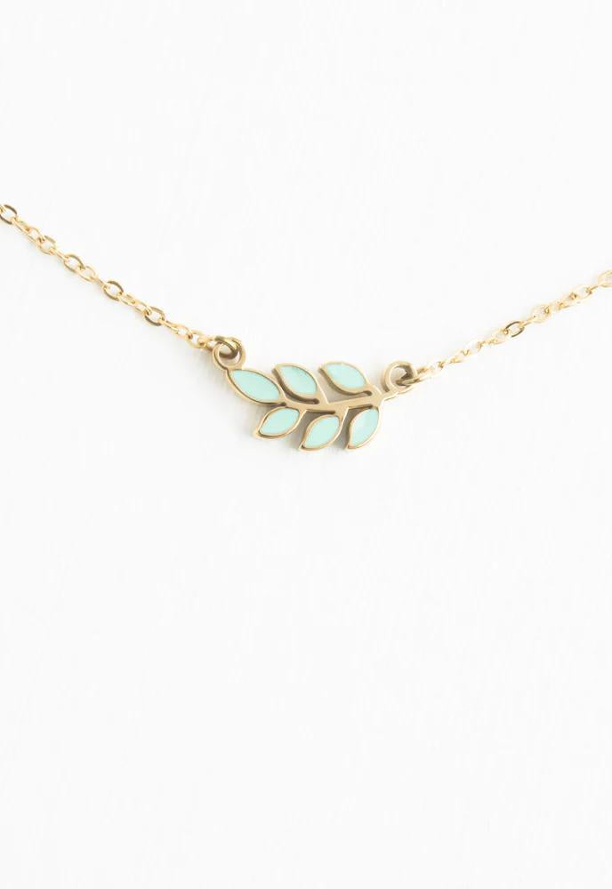 Rowen Leaf Necklace in Mint