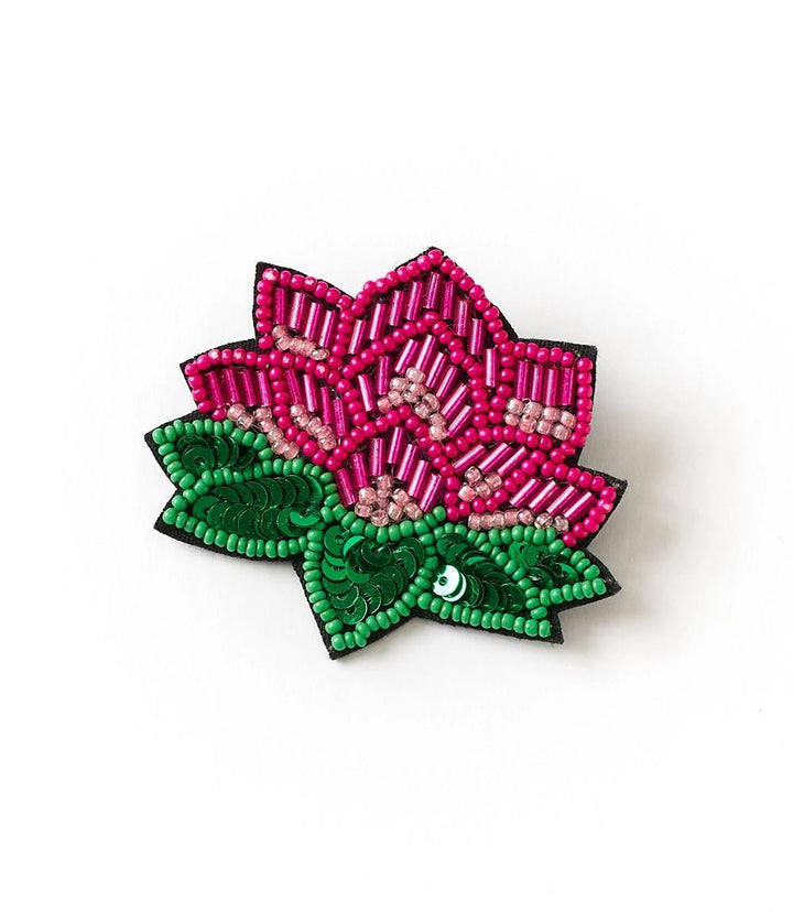 Beaded Lotus Brooch Pin