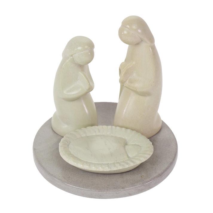 3 Piece Soapstone Nativity & Base