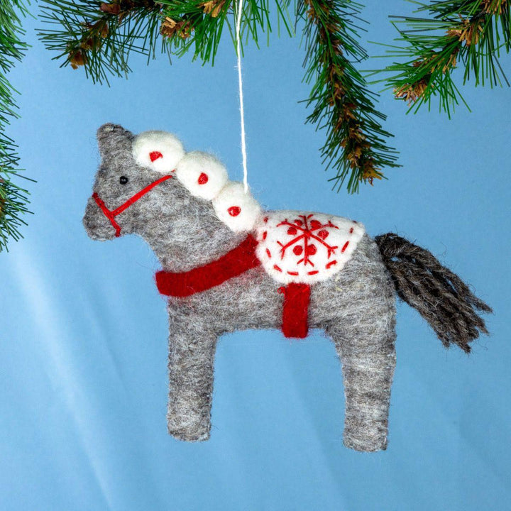 Snowflake Dala Horse Ornament