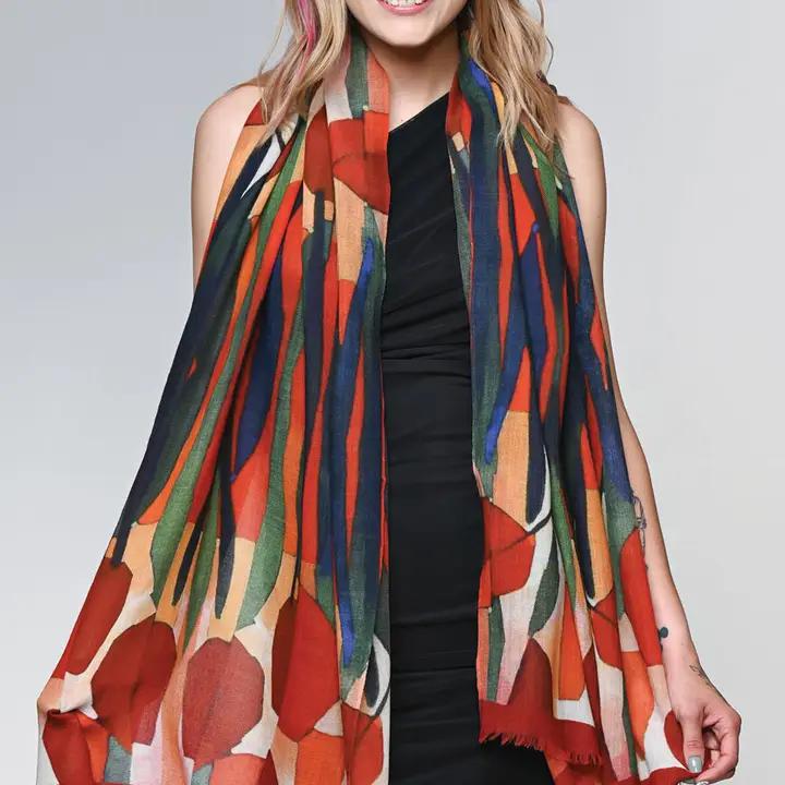 Tulip Scarf Burgundy & Green