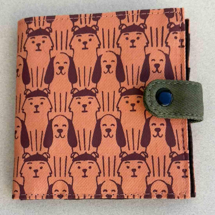 Screen Print Square Wallet - Coral Dogs