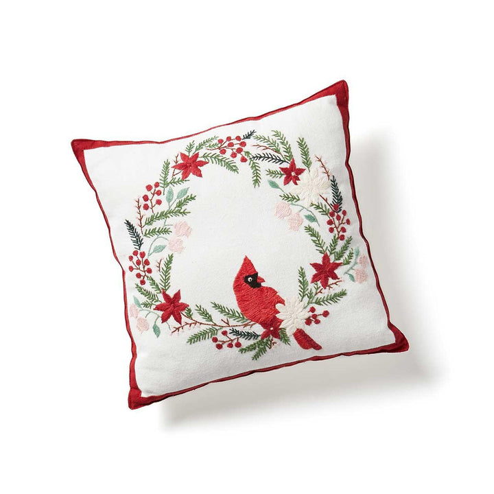 Cardinal Embroidered Pillow