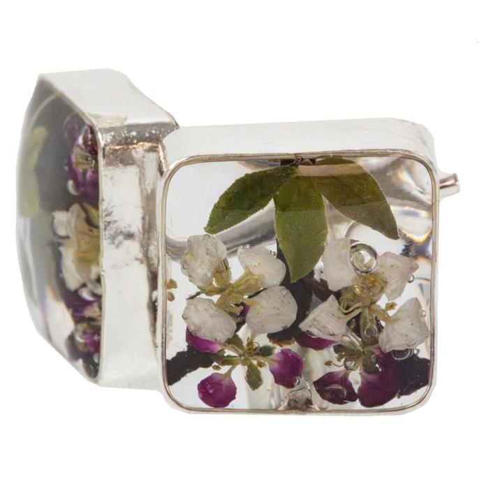 Pressed Flower Square Stud Earrings