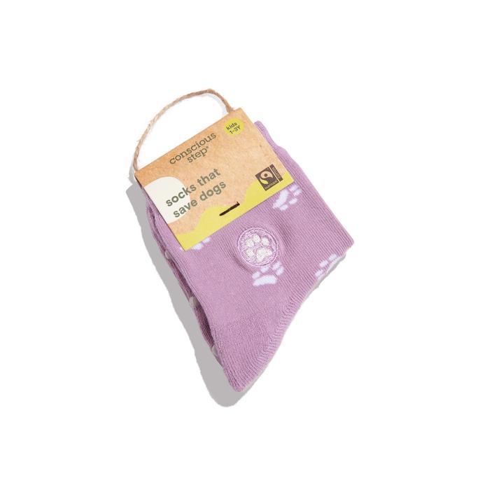 Kids Socks that Protect Dogs (Purple Paw Prints)